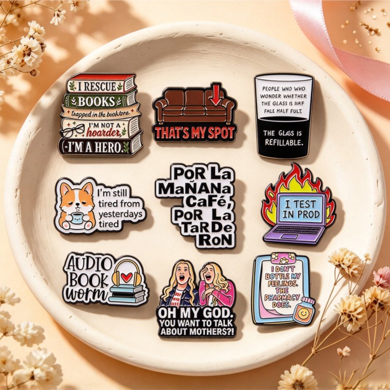 Laptop Original Accessories - Pin enamel lucu dengan kutipan menggemaskan,