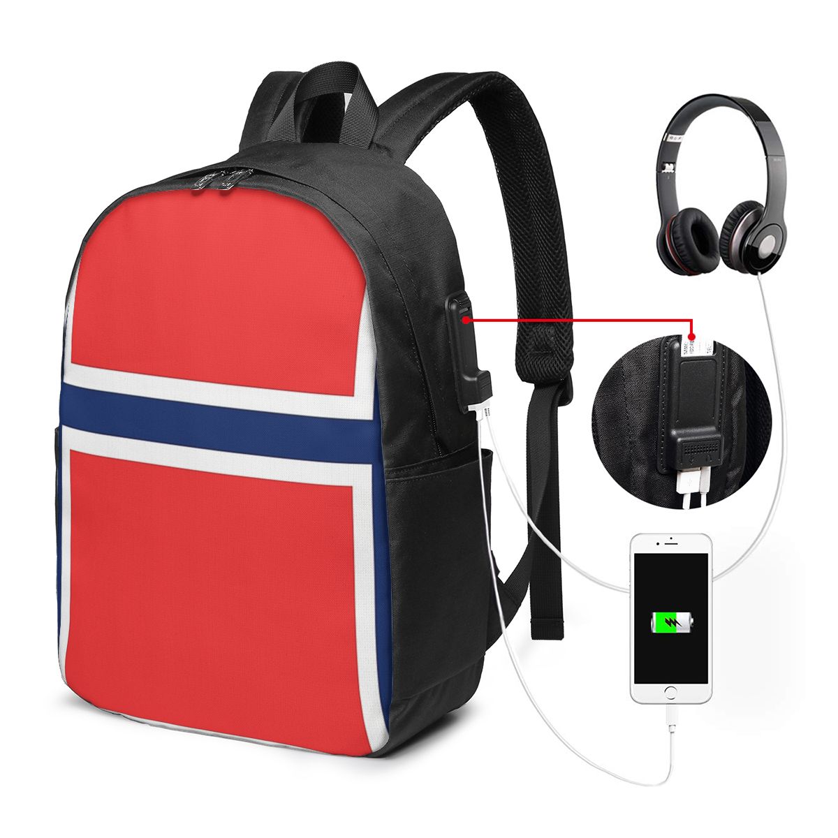 Laptop Bag - Tas Ransel Bendera Norwegia Tas Notebook