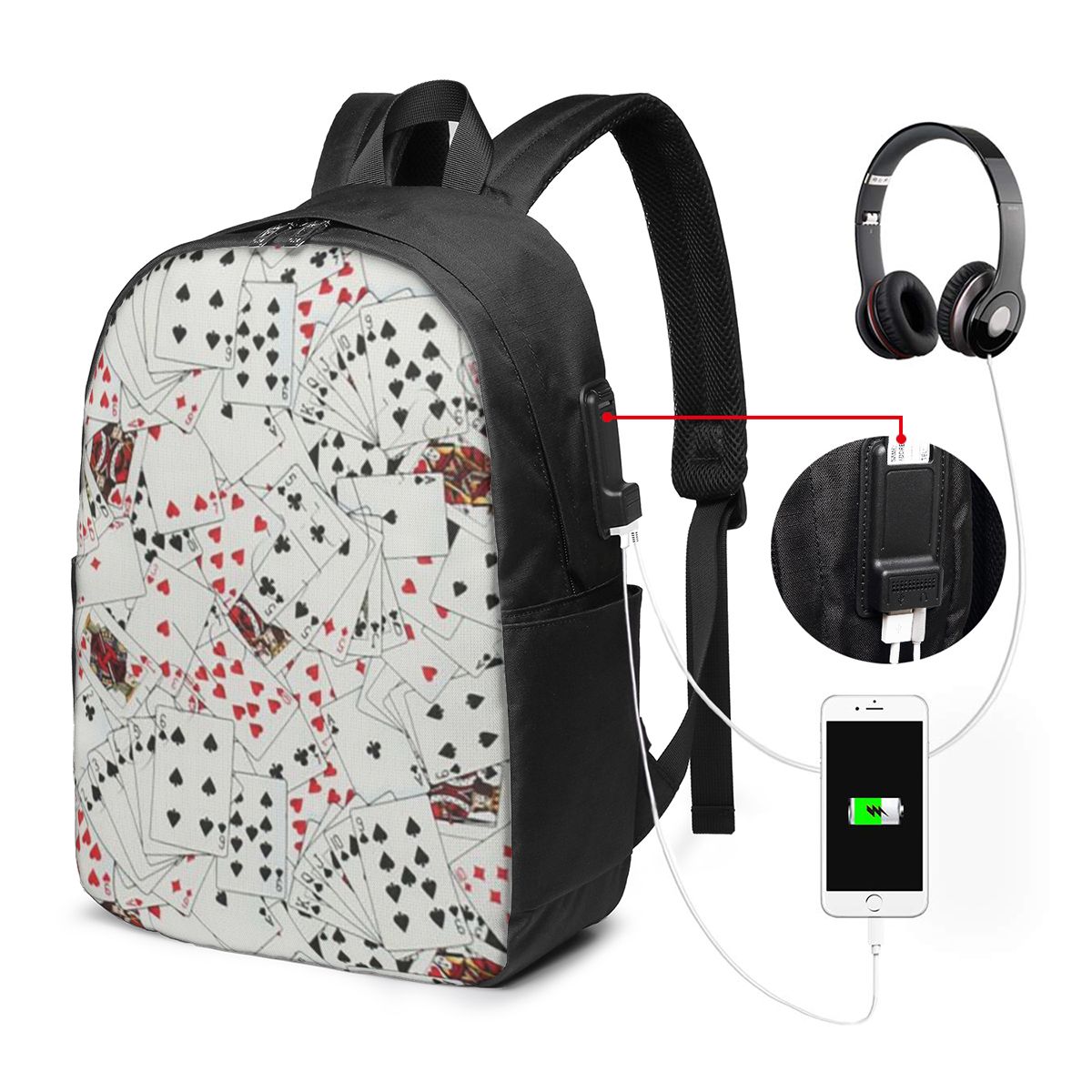 Laptop Bag - Tas Ransel Motif Kartu Poker, Tas