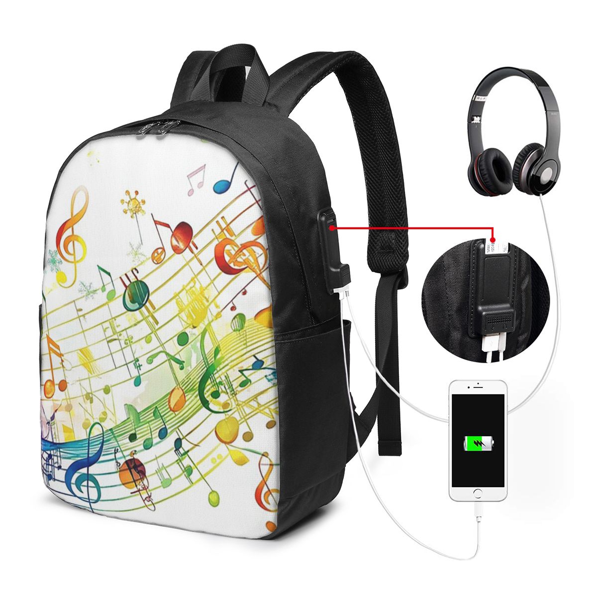 Laptop Bag - Tas Ransel Kunci Piano Abstrak dengan