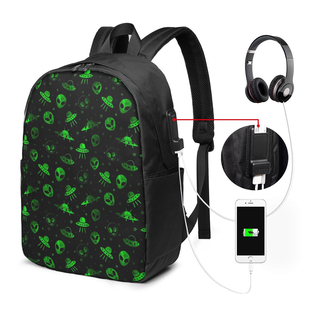 Tas Ransel Pola Alien dan UFO  - Laptop Bag ulasan dan harga